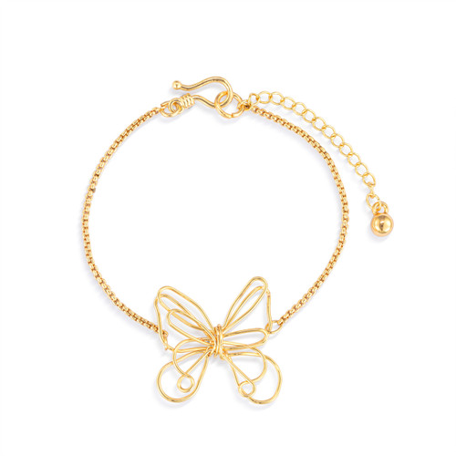 Butterfly Open Charm Gold Bracelet 6.5in slide 