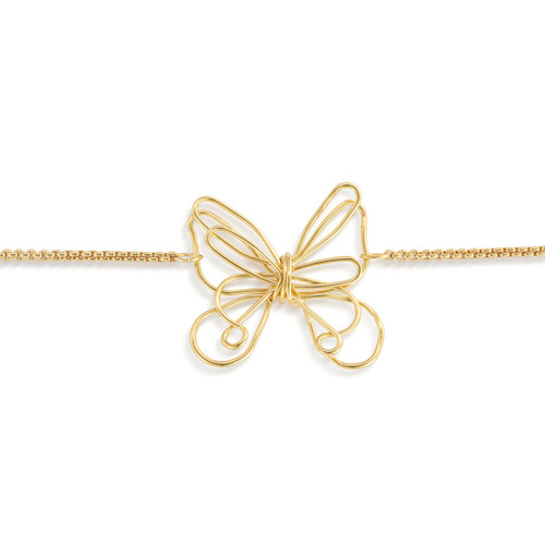 Butterfly Open Charm Gold Bracelet 6.5in slide 
