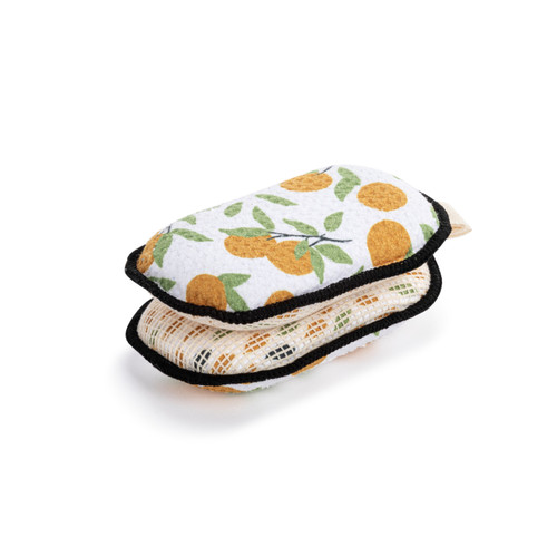 Citrus Orange Absorbent Reversible Sponges Set of 2 - 3x5in slide 