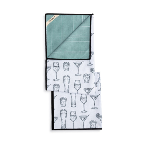 Cocktail Glasses Absorbent Reversible Towel - 18x30in slide 