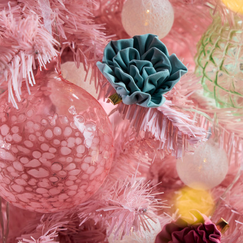 Blue and Pink Iridescent Milk Glass Ornaments 2 Assorted - 4in slide 