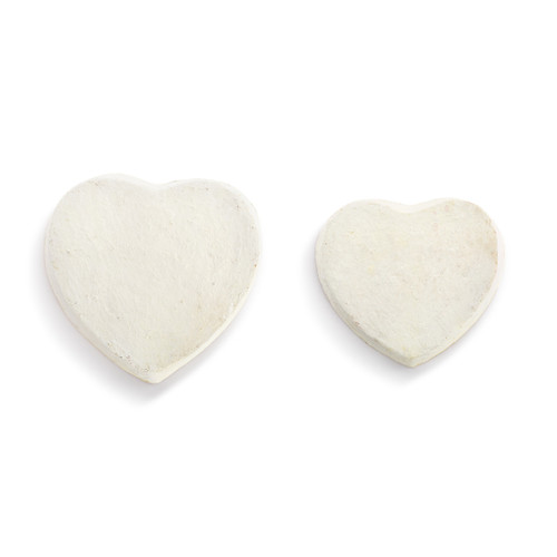 Paper Mache Cream and Gold Heart Shaped Bowls - Set of 2 slide 