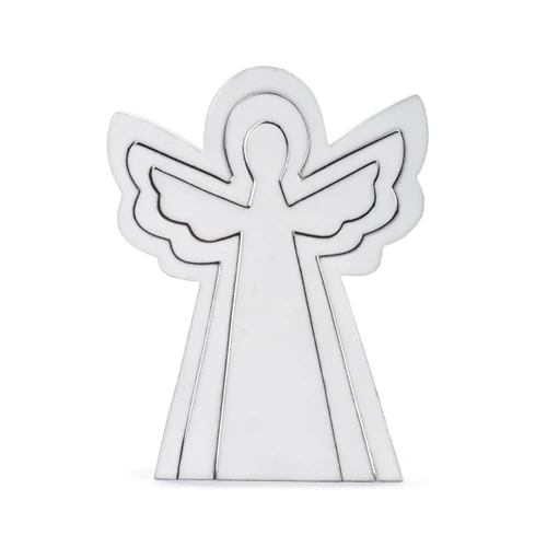 White Enamel Wood Nesting Angel Figures - 6x8in slide 