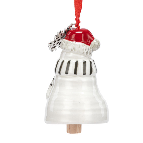 Happy Holidays Snowman Red Heart Mini Bell Ornament - 1.5x2.5in slide 