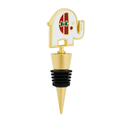 White Elephant Gold Enamel Bottle Stopper - 4in slide 