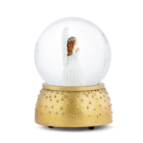 Guardian Angel Musical Silver and Gold Snow Globe - 5x6.5in slide 