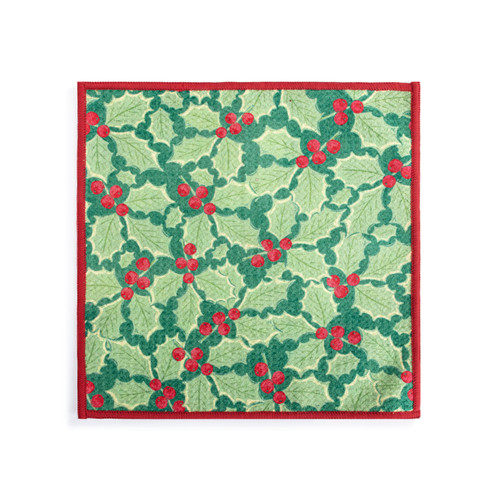 Green Holly Absorbent Double Sided Dishcloths Set of 2 - 10in slide 