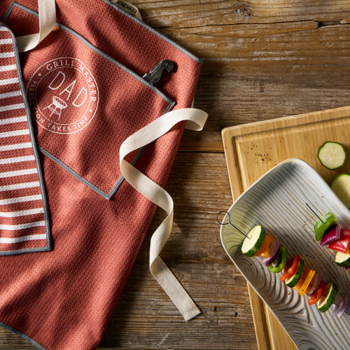 Grill Master Dad Men's Red Absorbent Half Apron - 27x20in slide 