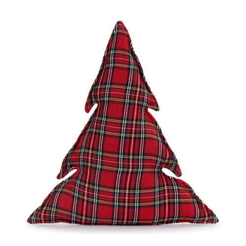 Red and Green Tartan Plaid Tree Shaped Pillow - 16x20in slide 