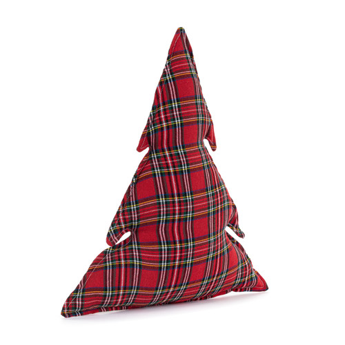 Red and Green Tartan Plaid Tree Shaped Pillow - 16x20in slide 