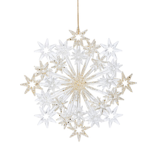 Silver and Gold Star Burst Ornament - 4in slide 