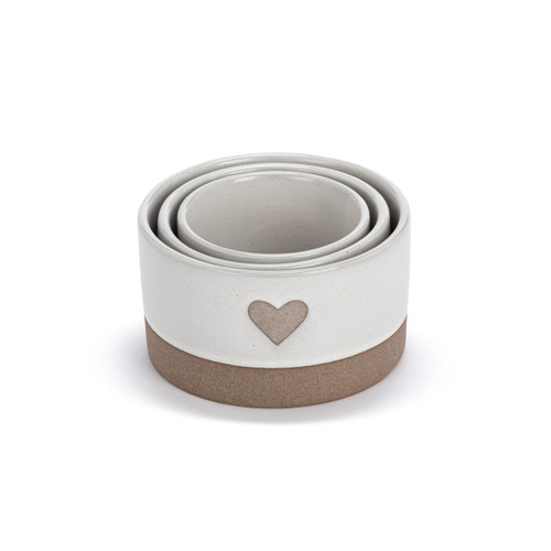 Nesting Prep Bowls Cream Heart - Set of 3 slide 