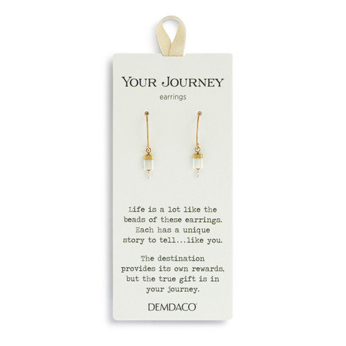 Beaded Tile White/Gold Earrings - 13.15x5.5mm slide 