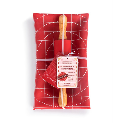 Holiday Red Baking Mat with Measurements & Rolling Pin Set slide 