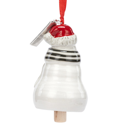 Joy Snowman Red Heart Mini Bell Ornament - 1.5x2.5in slide 