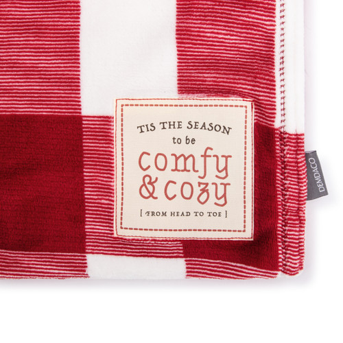 Comfy & Cozy Red and White Plaid Foot Pocket Blanket - 60x70in slide 