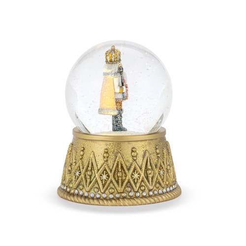 Nutcracker Lit Silver and Gold Snow Globe - 4.5x6in slide 