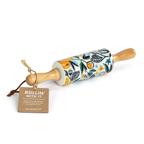 Citrus Blooms Ceramic Rolling Pin - 9in slide 