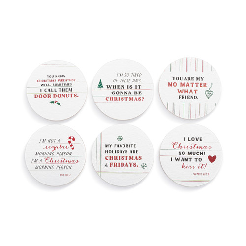 Live From Snack Time Holiday Paperboard Quote Coasters Set of 6 - 4in slide 