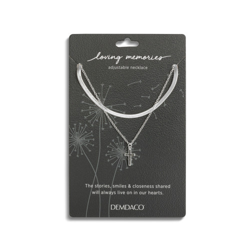 Layered Cross Silver Necklace 18in slide 