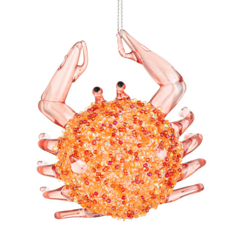 Glass Orange Crab Ornament - 3in slide 