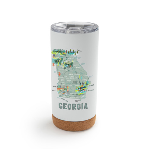 Georgia State Metal Tumbler wLid - White slide 