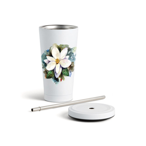 Magnolia Tumbler wStraw - White 16oz slide 