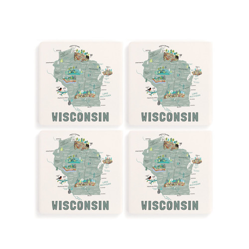 Wisconsin State Coasters - Set of 4 slide 