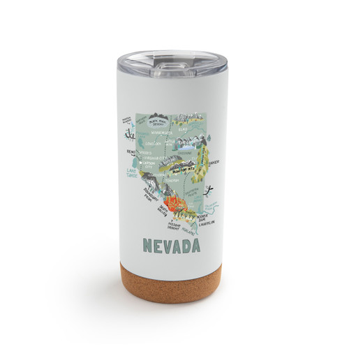 Nevada State Metal Tumbler wLid - White slide 