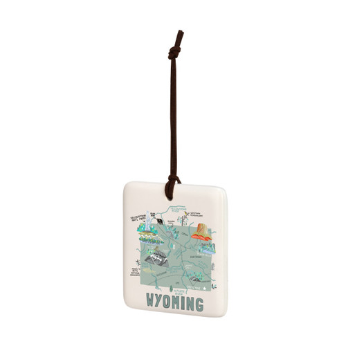 Wyoming State Magnetic Ornament - Bone slide 