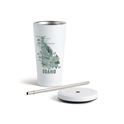 Idaho State Tumbler wStraw-White 16oz slide 