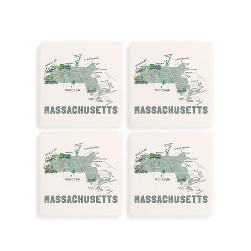 Massachusetts State Coasters - Set of 4 slide 