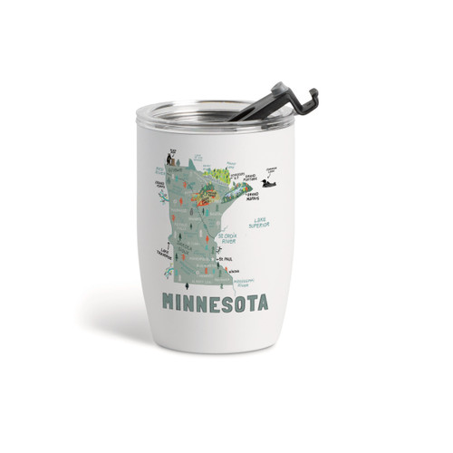 Minnesota State Wine Tumbler - White12oz slide 