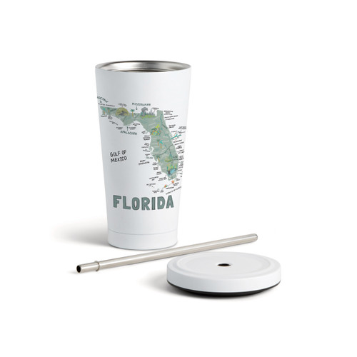 Florida State Tumbler wStraw-White 16oz slide 