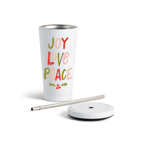 Joy Tumbler with Straw - White 16 oz slide 