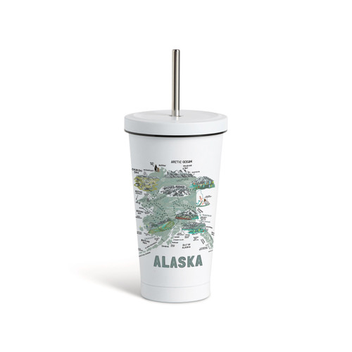 Alaska State Tumbler wStraw-White 16oz slide 