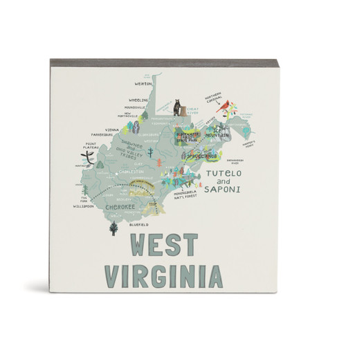 West Virginia State Wall Art - 6"sq slide 