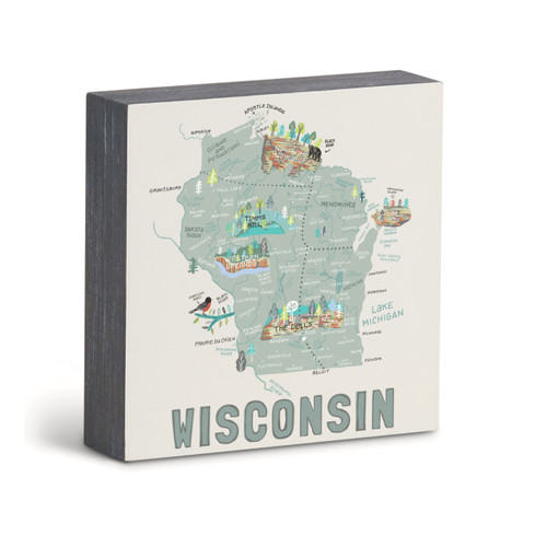 Wisconsin State Wall Art - 6"sq slide 