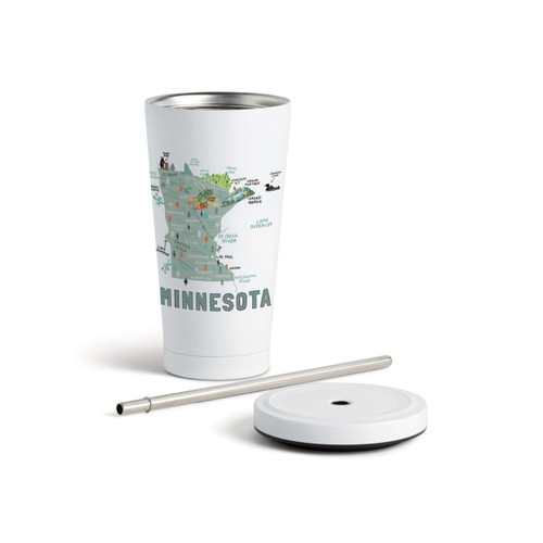 Minnesota State Tumbler wStraw-White16oz slide 