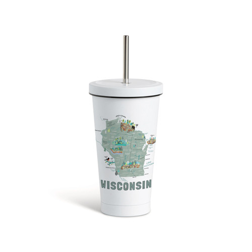 Wisconsin State Tmblr wStraw-White16oz slide 