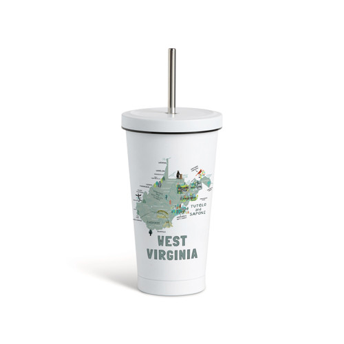 WestVirginiaState Tmblr wStraw-White16oz slide 
