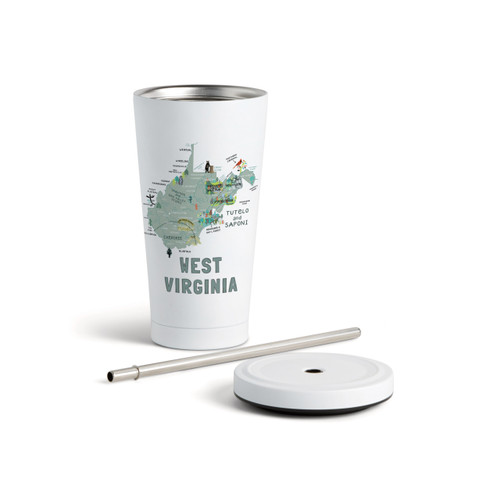 WestVirginiaState Tmblr wStraw-White16oz slide 