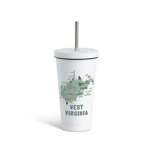 WestVirginiaState Tmblr wStraw-White16oz slide 