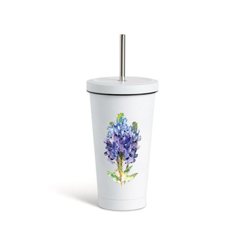 Bluebonnet Tumbler wStraw - White16oz slide 