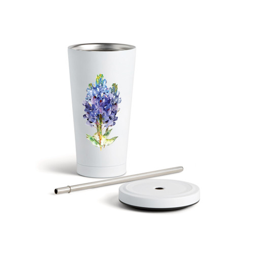 Bluebonnet Tumbler wStraw - White16oz slide 