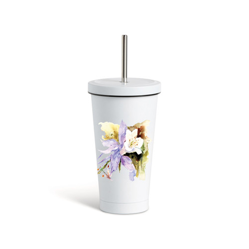 Columbine Tumbler wStraw-White16oz slide 