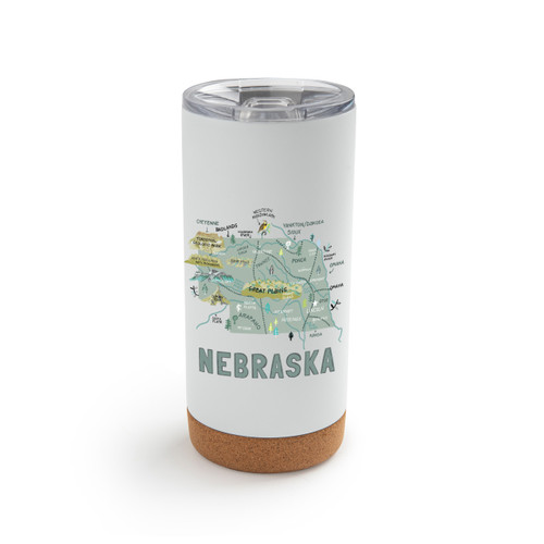 Nebraska State Metal Tumbler wLid -White slide 