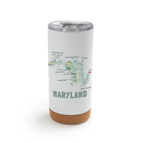 Maryland State Metal Tumbler wLid -White slide 