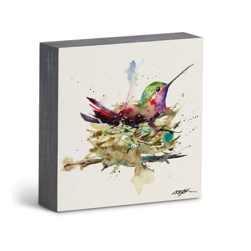 Hummingbird in Nest Wall Art - 6"sq slide 