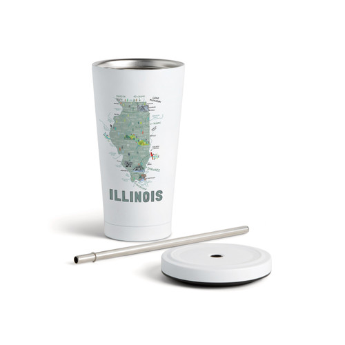 Illinois State Tumbler wStraw-White 16oz slide 
